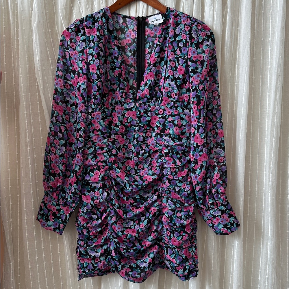 Black Floral Long Sleeve Dress